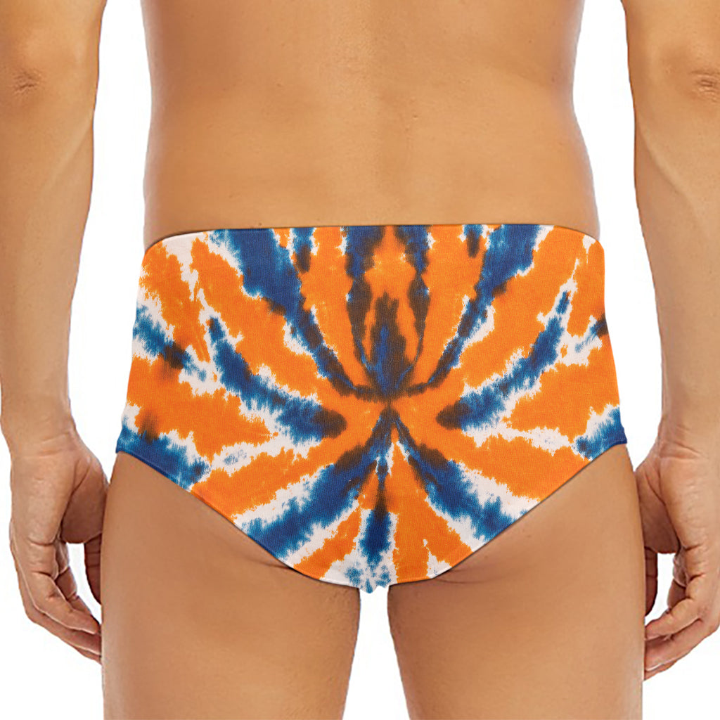 Blue And Orange Spider Tie Dye Print Men's Triangle Swim Briefs