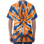 Blue And Orange Spider Tie Dye Print Men's Velvet T-Shirt