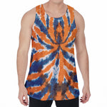 Blue And Orange Spider Tie Dye Print Men's Velvet Tank Top
