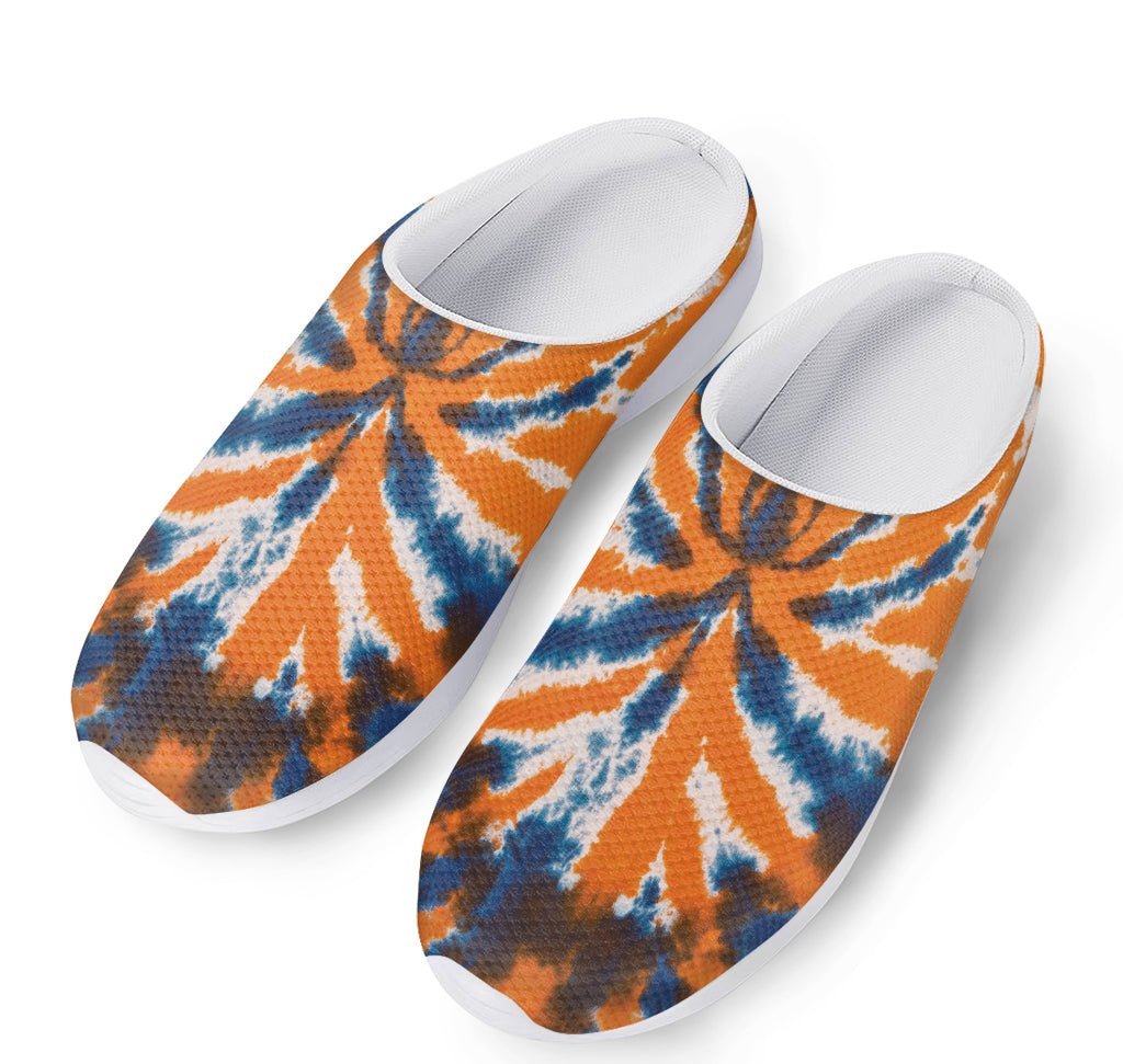 Blue And Orange Spider Tie Dye Print Mesh Casual Shoes
