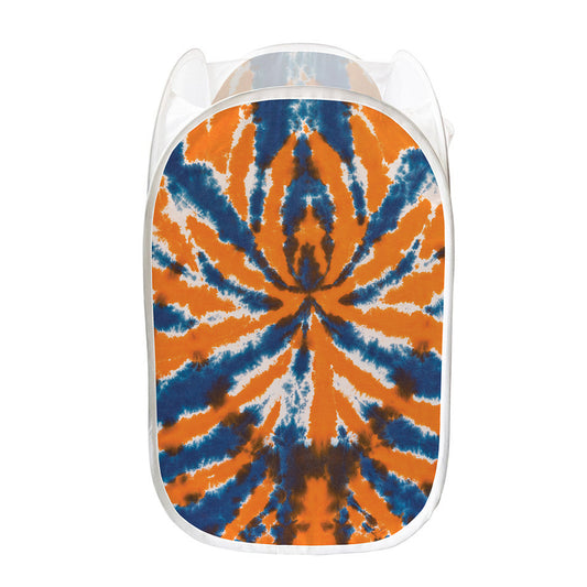 Blue And Orange Spider Tie Dye Print Mesh Laundry Hamper