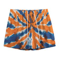 Blue And Orange Spider Tie Dye Print Mesh Shorts