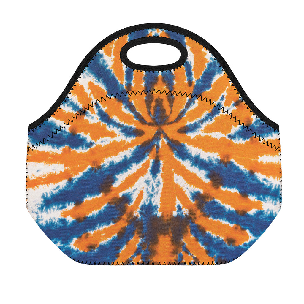 Blue And Orange Spider Tie Dye Print Neoprene Lunch Bag