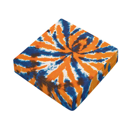 Blue And Orange Spider Tie Dye Print Outdoor Seat Cushion Cover