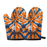 Blue And Orange Spider Tie Dye Print Oven Mitts