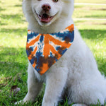 Blue And Orange Spider Tie Dye Print Over The Collar Dog Bandana