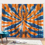 Blue And Orange Spider Tie Dye Print Pencil Pleat Curtains