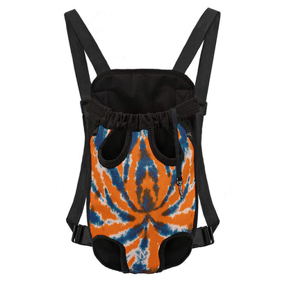 Blue And Orange Spider Tie Dye Print Pet Carrier Backpack