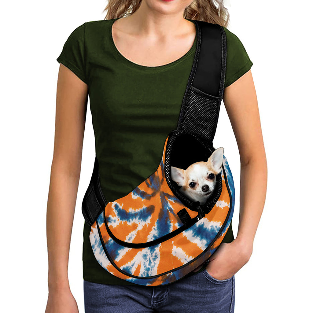 Blue And Orange Spider Tie Dye Print Pet Sling Carrier