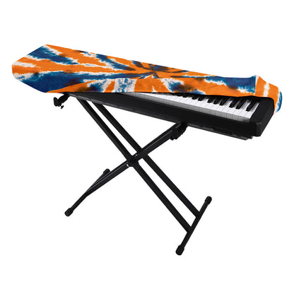 Blue And Orange Spider Tie Dye Print Piano Keyboard Cover