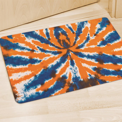 Blue And Orange Spider Tie Dye Print Polyester Doormat