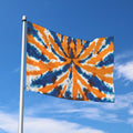 Blue And Orange Spider Tie Dye Print Polyester Flag