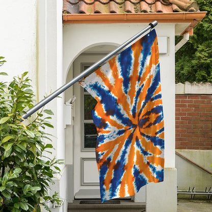 Blue And Orange Spider Tie Dye Print Polyester Flag