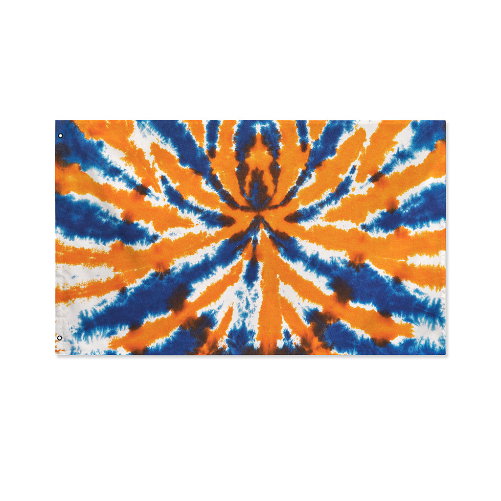 Blue And Orange Spider Tie Dye Print Polyester Flag