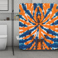 Blue And Orange Spider Tie Dye Print Polyester Shower Curtain