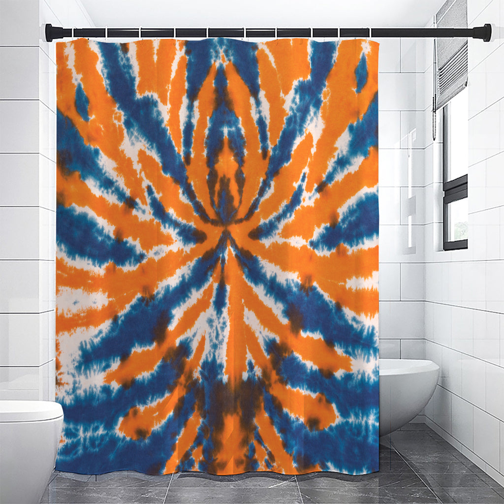Blue And Orange Spider Tie Dye Print Premium Shower Curtain
