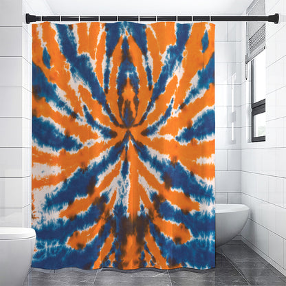 Blue And Orange Spider Tie Dye Print Premium Shower Curtain
