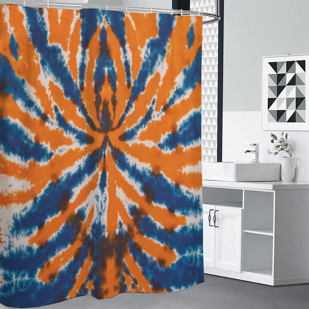 Blue And Orange Spider Tie Dye Print Premium Shower Curtain