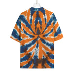 Blue And Orange Spider Tie Dye Print Rayon Hawaiian Shirt
