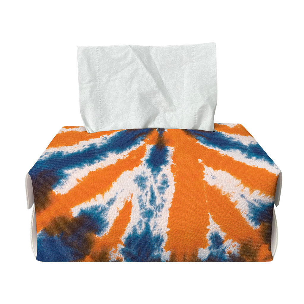 Blue And Orange Spider Tie Dye Print Rectangle Tissue Box Cover
