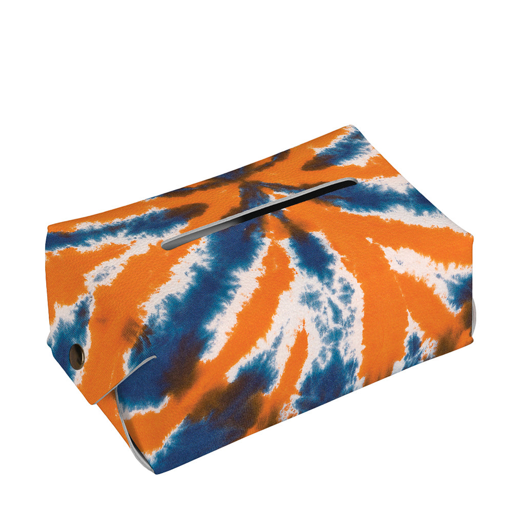 Blue And Orange Spider Tie Dye Print Rectangle Tissue Box Cover