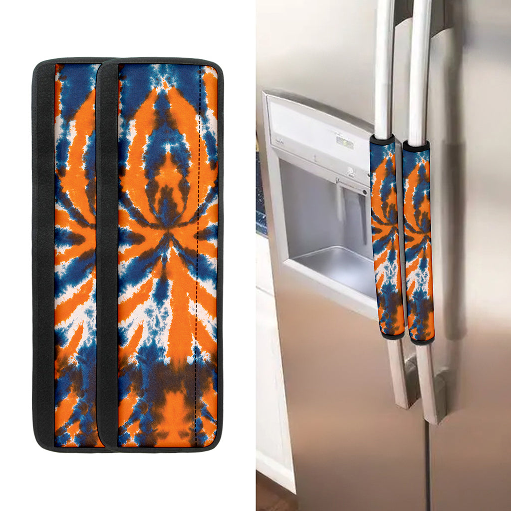 Blue And Orange Spider Tie Dye Print Refrigerator Handle Covers