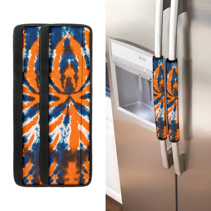 Blue And Orange Spider Tie Dye Print Refrigerator Handle Covers