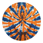 Blue And Orange Spider Tie Dye Print Round Blanket