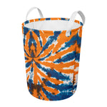 Blue And Orange Spider Tie Dye Print Round Laundry Basket
