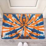 Blue And Orange Spider Tie Dye Print Rubber Doormat
