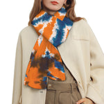 Blue And Orange Spider Tie Dye Print Scarf