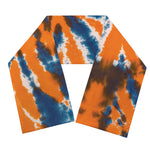 Blue And Orange Spider Tie Dye Print Scarf