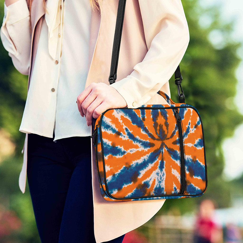 Blue And Orange Spider Tie Dye Print Shoulder Strap Bible Bag
