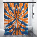 Blue And Orange Spider Tie Dye Print Shower Curtain