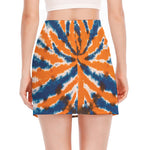 Blue And Orange Spider Tie Dye Print Side Slit Mini Skirt