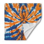 Blue And Orange Spider Tie Dye Print Silk Bandana
