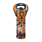 Blue And Orange Spider Tie Dye Print Single Neoprene Wine Tote