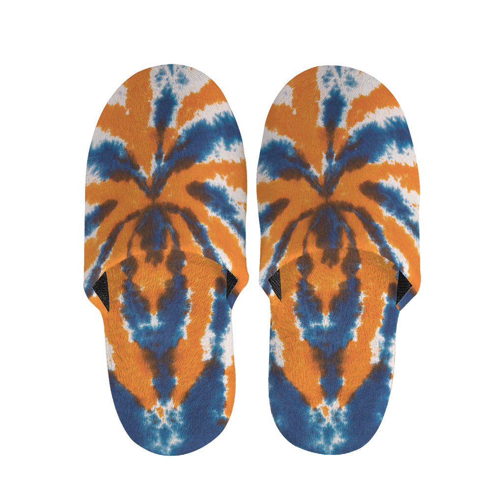 Blue And Orange Spider Tie Dye Print Slippers