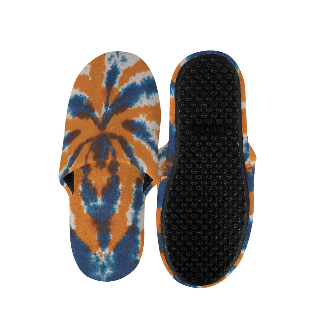 Blue And Orange Spider Tie Dye Print Slippers