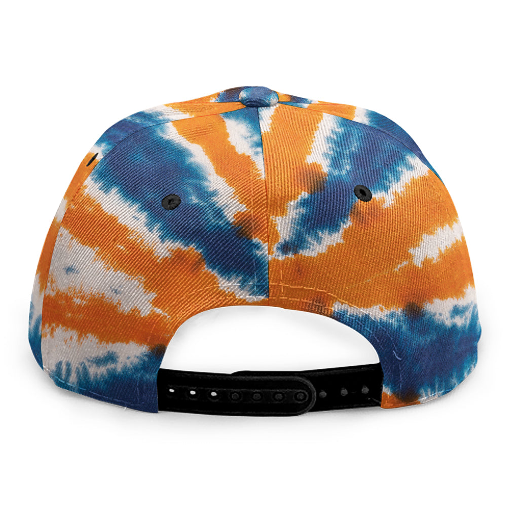 Blue And Orange Spider Tie Dye Print Snapback Cap