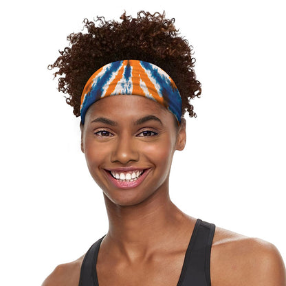 Blue And Orange Spider Tie Dye Print Sports Headband