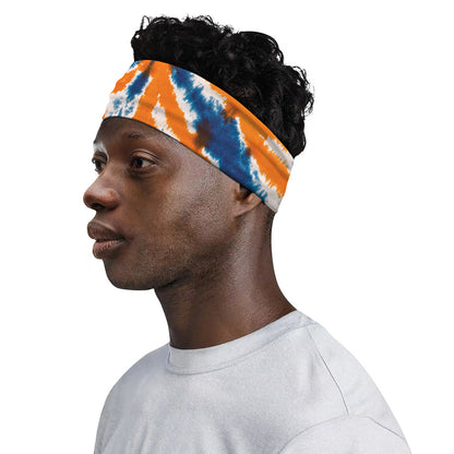 Blue And Orange Spider Tie Dye Print Sports Headband