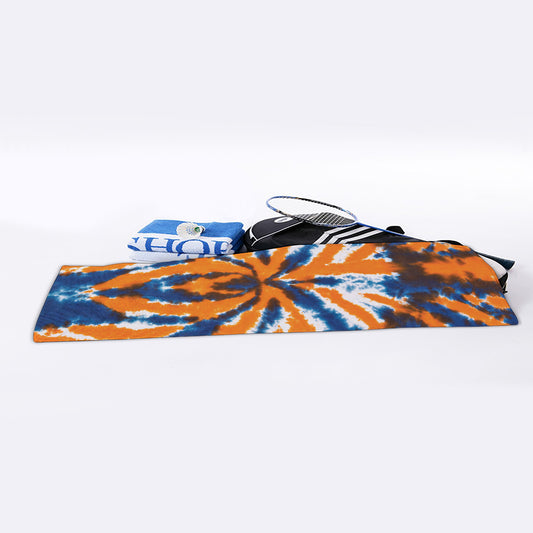 Blue And Orange Spider Tie Dye Print Sports Towel