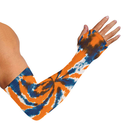 Blue And Orange Spider Tie Dye Print Sun Protection Arm Sleeves