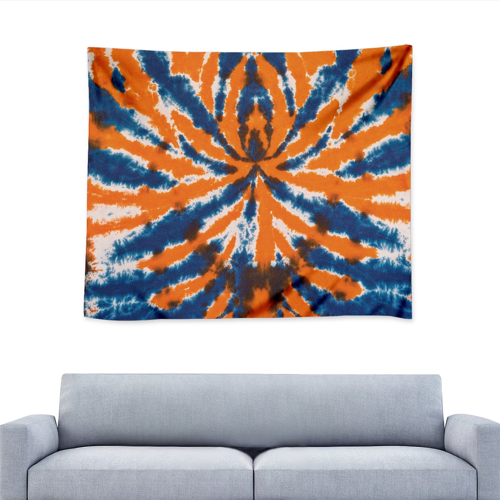 Blue And Orange Spider Tie Dye Print Tapestry