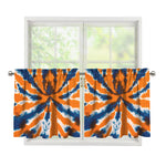 Blue And Orange Spider Tie Dye Print Tier Curtains