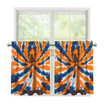 Blue And Orange Spider Tie Dye Print Tier Curtains