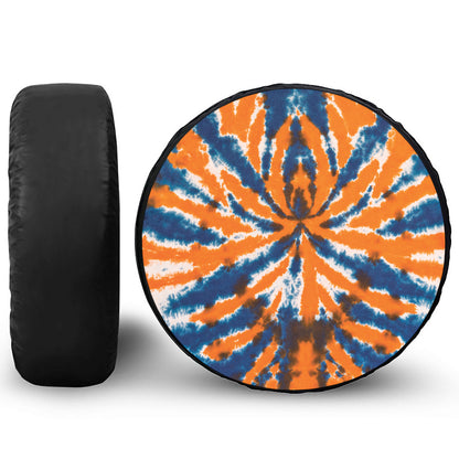 Blue And Orange Spider Tie Dye Print Tire Cover