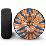 Blue And Orange Spider Tie Dye Print Tire Cover With Camera Hole