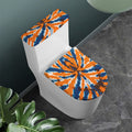 Blue And Orange Spider Tie Dye Print Toilet Lid And Tank Cover Set